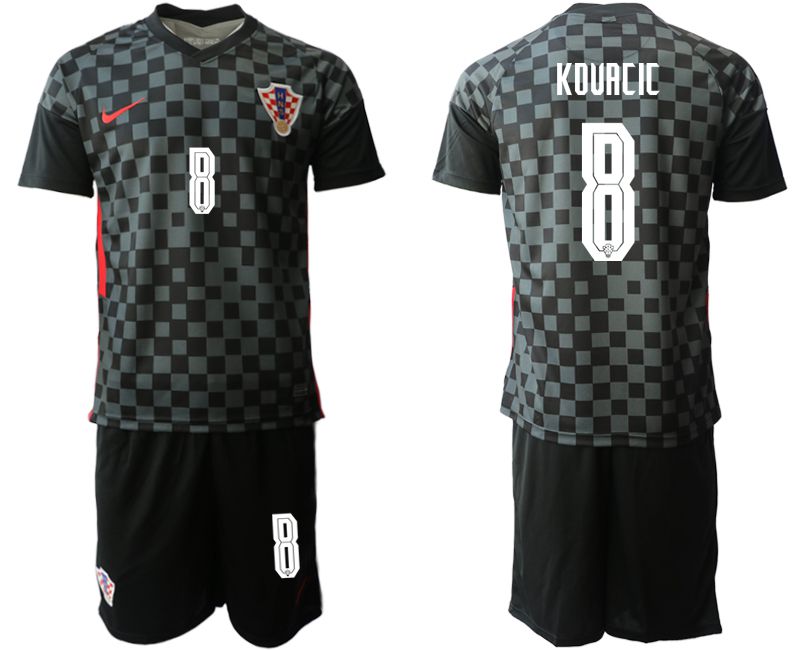 Men 2020-2021 European Cup Croatia away black #8 Nike Soccer Jersey